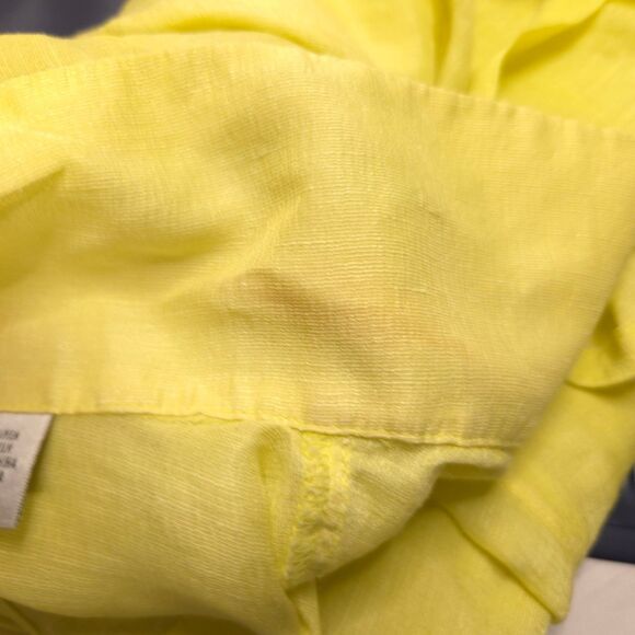 Chico's 1 Womens 8 Yellow Silk Linen Blend Button Down Front Blouse Shirt - Picture 7 of 7